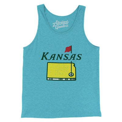 Kansas Golf Men/Unisex Tank Top-Aqua Triblend-Allegiant Goods Co. Vintage Sports Apparel