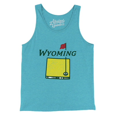 Wyoming Golf Men/Unisex Tank Top-Aqua Triblend-Allegiant Goods Co. Vintage Sports Apparel