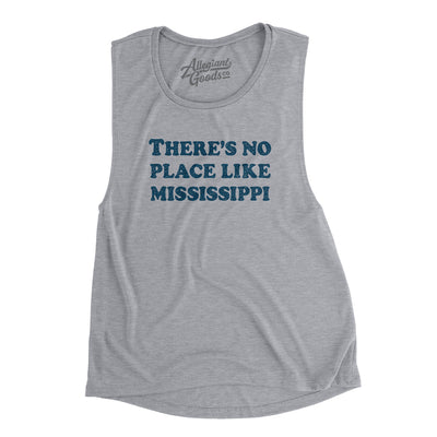 There's No Place Like Mississippi Women's Flowey Scoopneck Muscle Tank-Athletic Heather-Allegiant Goods Co. Vintage Sports Apparel
