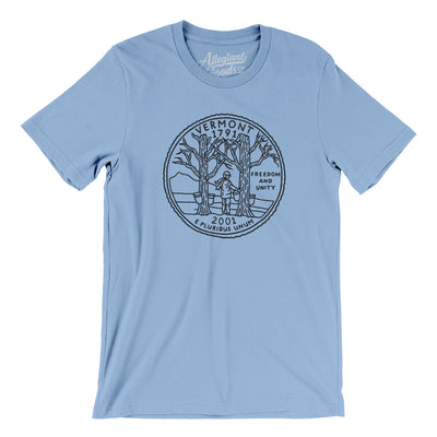 Vermont State Quarter Men/Unisex T-Shirt-Baby Blue-Allegiant Goods Co. Vintage Sports Apparel