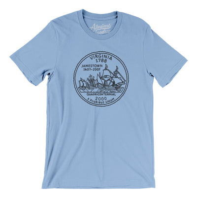 Virginia State Quarter Men/Unisex T-Shirt-Baby Blue-Allegiant Goods Co. Vintage Sports Apparel