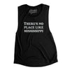 There's No Place Like Mississippi Women's Flowey Scoopneck Muscle Tank-Black-Allegiant Goods Co. Vintage Sports Apparel
