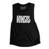 Kansas State Shape Text Women's Flowey Scoopneck Muscle Tank-Black-Allegiant Goods Co. Vintage Sports Apparel