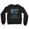 Charlotte Basketball Throwback Mascot Midweight French Terry Crewneck Sweatshirt-Black-Allegiant Goods Co. Vintage Sports Apparel