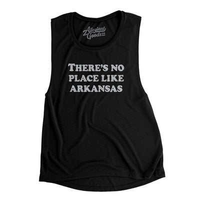 There's No Place Like Arkansas Women's Flowey Scoopneck Muscle Tank-Black-Allegiant Goods Co. Vintage Sports Apparel