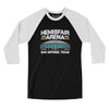 Hemisfair Arena Men/Unisex Raglan 3/4 Sleeve T-Shirt-Black|White-Allegiant Goods Co. Vintage Sports Apparel