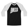 Connecticut State Shape Text Men/Unisex Raglan 3/4 Sleeve T-Shirt-Black|White-Allegiant Goods Co. Vintage Sports Apparel