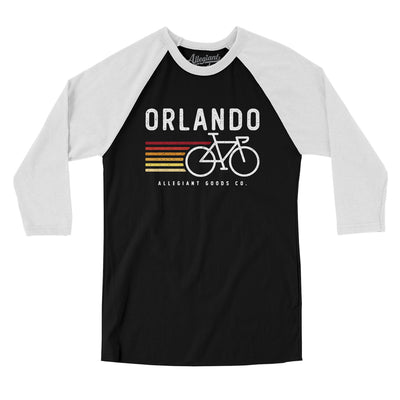 Orlando Cycling Men/Unisex Raglan 3/4 Sleeve T-Shirt-Black|White-Allegiant Goods Co. Vintage Sports Apparel