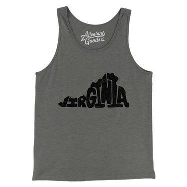 Virginia State Shape Text Men/Unisex Tank Top-Grey TriBlend-Allegiant Goods Co. Vintage Sports Apparel