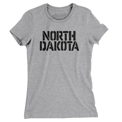 North Dakota Military Stencil Women's T-Shirt-Heather Grey-Allegiant Goods Co. Vintage Sports Apparel