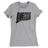 Connecticut State Shape Text Women's T-Shirt-Heather Grey-Allegiant Goods Co. Vintage Sports Apparel