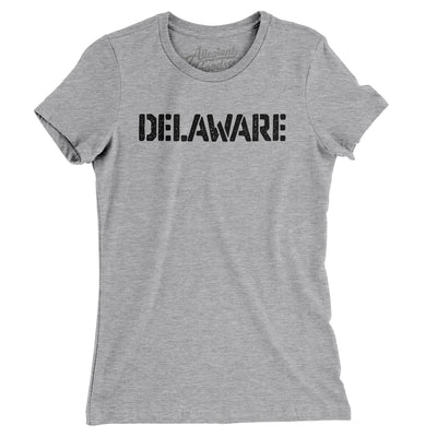 Delaware Military Stencil Women's T-Shirt-Heather Grey-Allegiant Goods Co. Vintage Sports Apparel