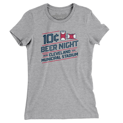 10 Cent Beer Night Women's T-Shirt-Heather Grey-Allegiant Goods Co. Vintage Sports Apparel