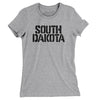 South Dakota Military Stencil Women's T-Shirt-Heather Grey-Allegiant Goods Co. Vintage Sports Apparel