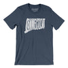 Connecticut State Shape Text Men/Unisex T-Shirt-Heather Navy-Allegiant Goods Co. Vintage Sports Apparel