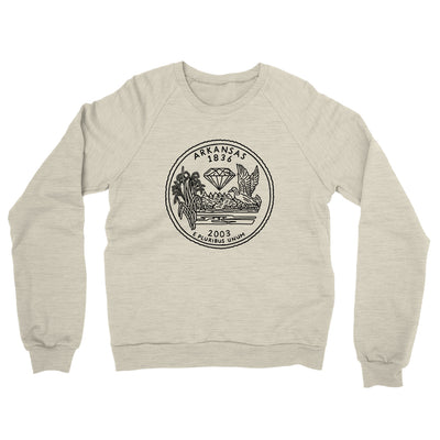 Arkansas State Quarter Midweight French Terry Crewneck Sweatshirt-Heather Oatmeal-Allegiant Goods Co. Vintage Sports Apparel