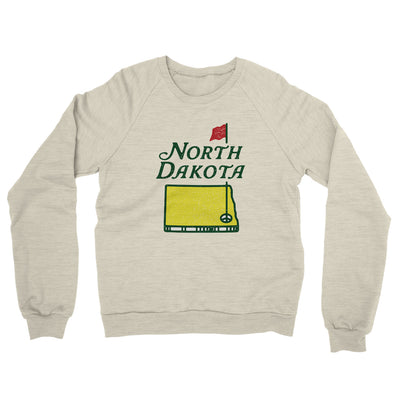 North Dakota Golf Midweight French Terry Crewneck Sweatshirt-Heather Oatmeal-Allegiant Goods Co. Vintage Sports Apparel