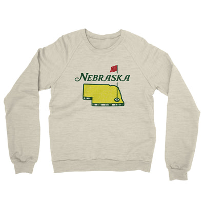 Nebraska Golf Midweight French Terry Crewneck Sweatshirt-Heather Oatmeal-Allegiant Goods Co. Vintage Sports Apparel