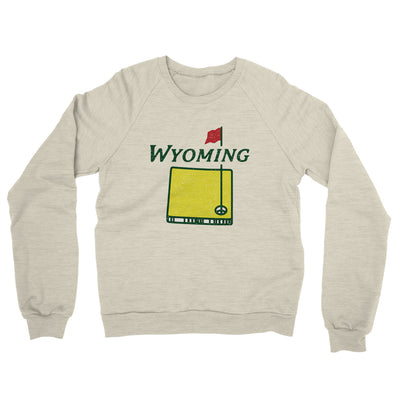 Wyoming Golf Midweight French Terry Crewneck Sweatshirt-Heather Oatmeal-Allegiant Goods Co. Vintage Sports Apparel
