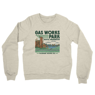 Gas Works Park Midweight French Terry Crewneck Sweatshirt-Heather Oatmeal-Allegiant Goods Co. Vintage Sports Apparel