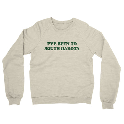 I've Been To South Dakota Midweight French Terry Crewneck Sweatshirt-Heather Oatmeal-Allegiant Goods Co. Vintage Sports Apparel