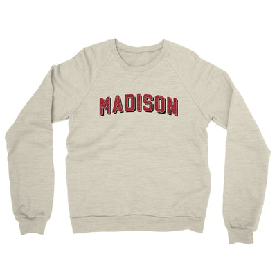 Madison Varsity Midweight French Terry Crewneck Sweatshirt-Heather Oatmeal-Allegiant Goods Co. Vintage Sports Apparel