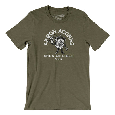 Akron Acorns Baseball Men/Unisex T-Shirt-Heather Olive-Allegiant Goods Co. Vintage Sports Apparel