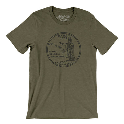 Hawaii State Quarter Men/Unisex T-Shirt-Heather Olive-Allegiant Goods Co. Vintage Sports Apparel