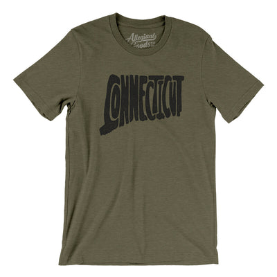 Connecticut State Shape Text Men/Unisex T-Shirt-Heather Olive-Allegiant Goods Co. Vintage Sports Apparel