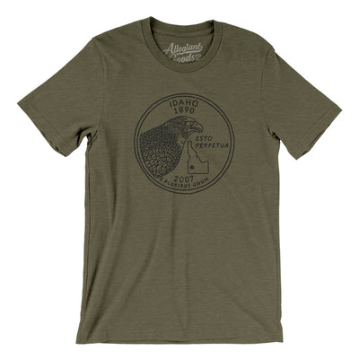 Idaho State Quarter Men/Unisex T-Shirt-Heather Olive-Allegiant Goods Co. Vintage Sports Apparel