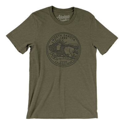 North Dakota State Quarter Men/Unisex T-Shirt-Heather Olive-Allegiant Goods Co. Vintage Sports Apparel