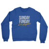 Sunday Funday Los Angeles Midweight French Terry Crewneck Sweatshirt-Heather Royal-Allegiant Goods Co. Vintage Sports Apparel