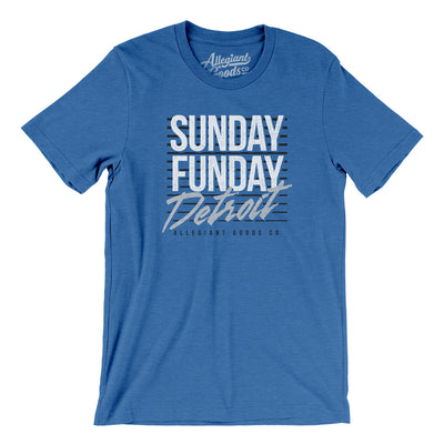 Sunday Funday Detroit Men/Unisex T-Shirt-Heather True Royal-Allegiant Goods Co. Vintage Sports Apparel