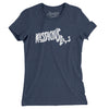 Massachusetts State Shape Text Women's T-Shirt-Indigo-Allegiant Goods Co. Vintage Sports Apparel