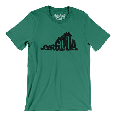 Virginia State Shape Text Men/Unisex T-Shirt-Kelly-Allegiant Goods Co. Vintage Sports Apparel
