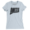 Connecticut State Shape Text Women's T-Shirt-Light Blue-Allegiant Goods Co. Vintage Sports Apparel