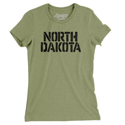 North Dakota Military Stencil Women's T-Shirt-Light Olive-Allegiant Goods Co. Vintage Sports Apparel