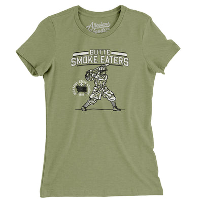 Butte Smoke Eaters Women's T-Shirt-Light Olive-Allegiant Goods Co. Vintage Sports Apparel