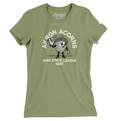 Akron Acorns Baseball Women's T-Shirt-Light Olive-Allegiant Goods Co. Vintage Sports Apparel