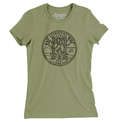 Vermont State Quarter Women's T-Shirt-Light Olive-Allegiant Goods Co. Vintage Sports Apparel