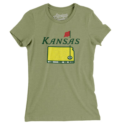 Kansas Golf Women's T-Shirt-Light Olive-Allegiant Goods Co. Vintage Sports Apparel