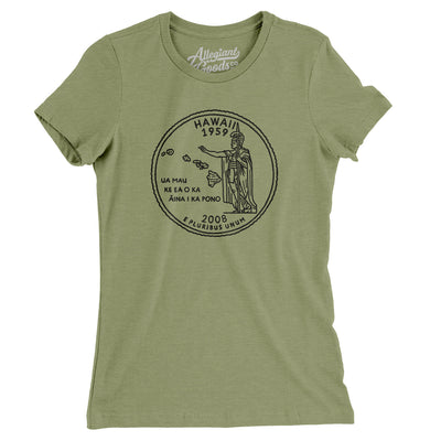 Hawaii State Quarter Women's T-Shirt-Light Olive-Allegiant Goods Co. Vintage Sports Apparel