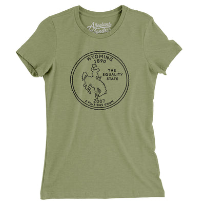Wyoming State Quarter Women's T-Shirt-Light Olive-Allegiant Goods Co. Vintage Sports Apparel