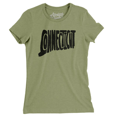 Connecticut State Shape Text Women's T-Shirt-Light Olive-Allegiant Goods Co. Vintage Sports Apparel