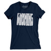 Wyoming State Shape Text Women's T-Shirt-Midnight Navy-Allegiant Goods Co. Vintage Sports Apparel