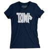 Iowa State Shape Text Women's T-Shirt-Midnight Navy-Allegiant Goods Co. Vintage Sports Apparel