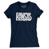 Kansas State Shape Text Women's T-Shirt-Midnight Navy-Allegiant Goods Co. Vintage Sports Apparel