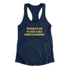 There's No Place Like North Dakota Women's Racerback Tank-Midnight Navy-Allegiant Goods Co. Vintage Sports Apparel