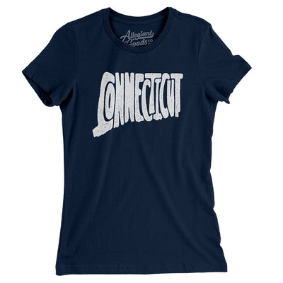 Connecticut State Shape Text Women's T-Shirt-Midnight Navy-Allegiant Goods Co. Vintage Sports Apparel
