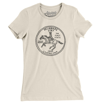 Delaware State Quarter Women's T-Shirt-Natural-Allegiant Goods Co. Vintage Sports Apparel